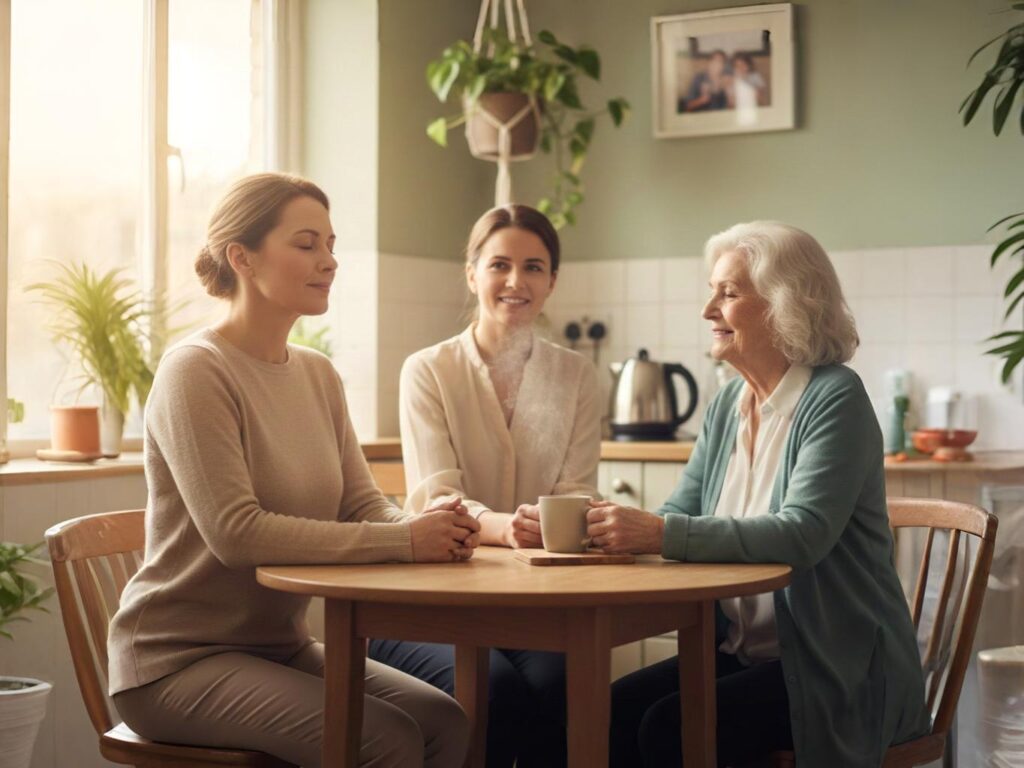 personal caregiver doing daily tasks for an older adult.